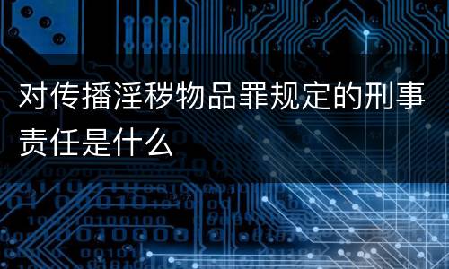对传播淫秽物品罪规定的刑事责任是什么