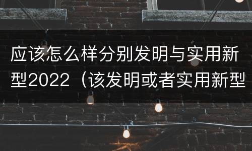 应该怎么样分别发明与实用新型2022（该发明或者实用新型能够制造）