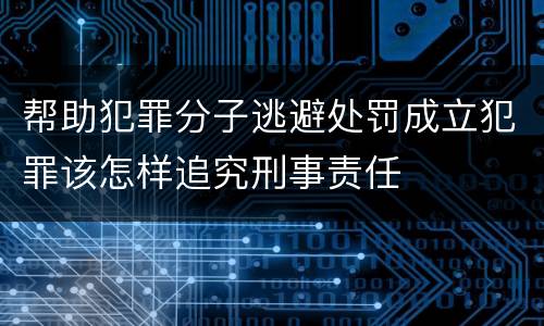 帮助犯罪分子逃避处罚成立犯罪该怎样追究刑事责任