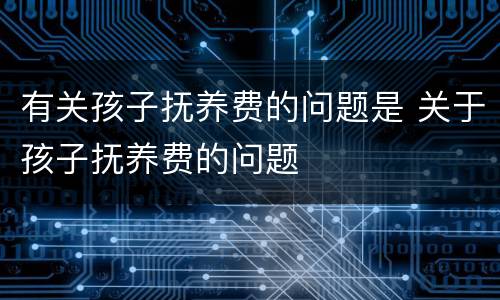 有关孩子抚养费的问题是 关于孩子抚养费的问题