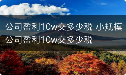 公司盈利10w交多少税 小规模公司盈利10w交多少税