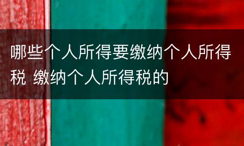 哪些个人所得要缴纳个人所得税 缴纳个人所得税的