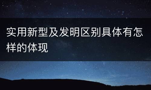 实用新型及发明区别具体有怎样的体现