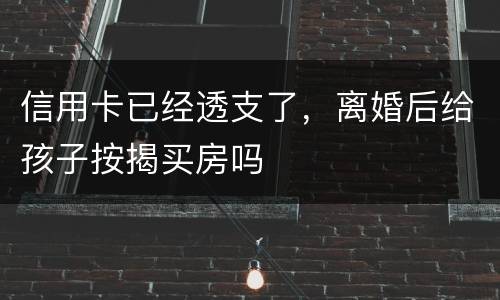 信用卡已经透支了，离婚后给孩子按揭买房吗