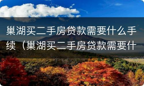 巢湖买二手房贷款需要什么手续（巢湖买二手房贷款需要什么手续和证件）