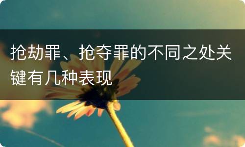 抢劫罪、抢夺罪的不同之处关键有几种表现