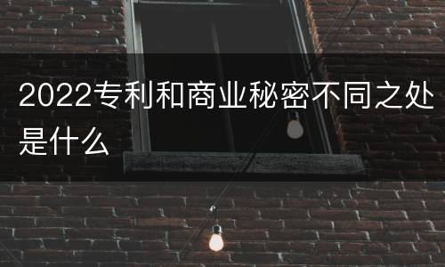 2022专利和商业秘密不同之处是什么