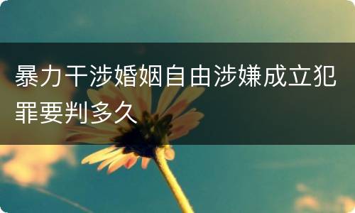 暴力干涉婚姻自由涉嫌成立犯罪要判多久