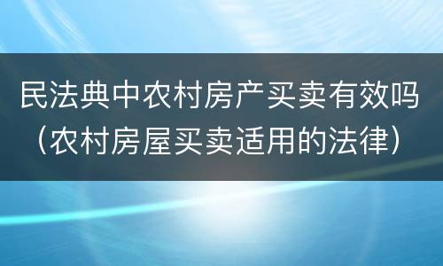 民法典中农村房产买卖有效吗（农村房屋买卖适用的法律）