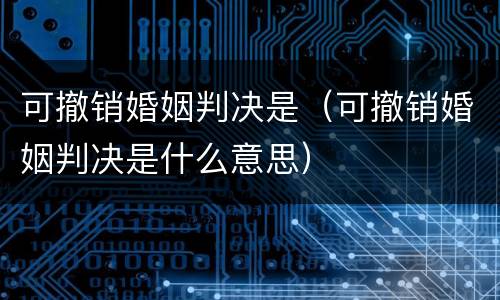 可撤销婚姻判决是（可撤销婚姻判决是什么意思）