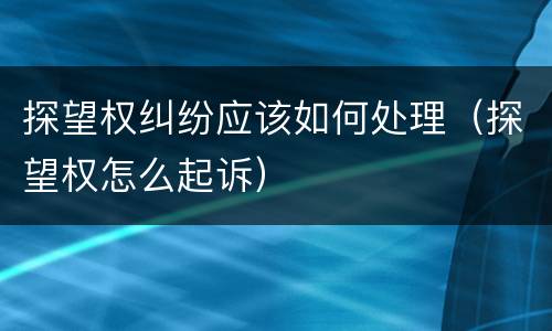 探望权纠纷应该如何处理（探望权怎么起诉）