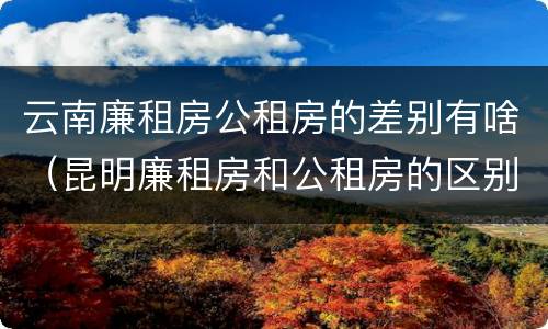 云南廉租房公租房的差别有啥（昆明廉租房和公租房的区别）