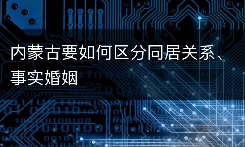 内蒙古要如何区分同居关系、事实婚姻