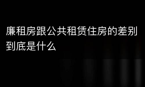 廉租房跟公共租赁住房的差别到底是什么