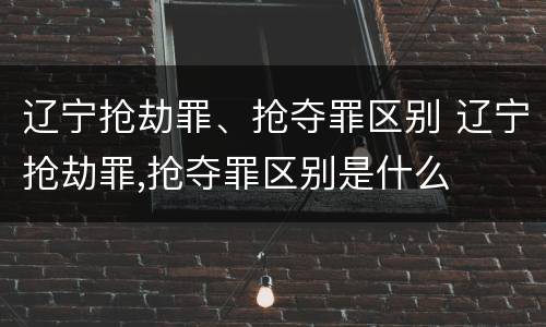 辽宁抢劫罪、抢夺罪区别 辽宁抢劫罪,抢夺罪区别是什么