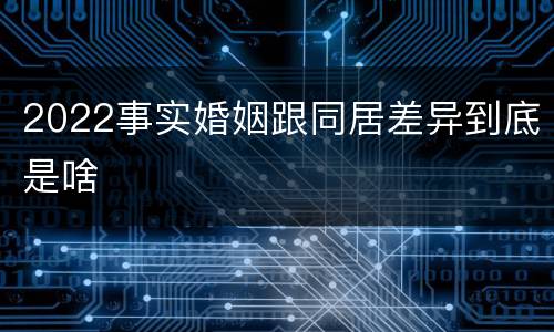 2022事实婚姻跟同居差异到底是啥