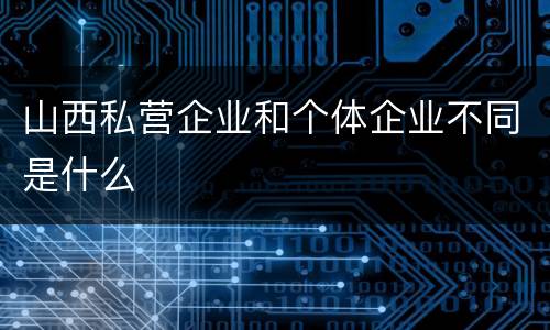 山西私营企业和个体企业不同是什么