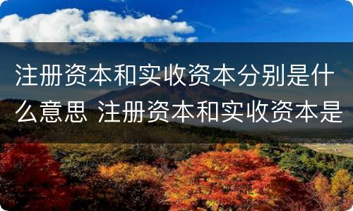 注册资本和实收资本分别是什么意思 注册资本和实收资本是一回事吗