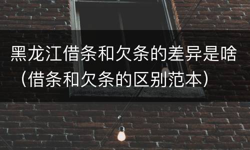 黑龙江借条和欠条的差异是啥（借条和欠条的区别范本）