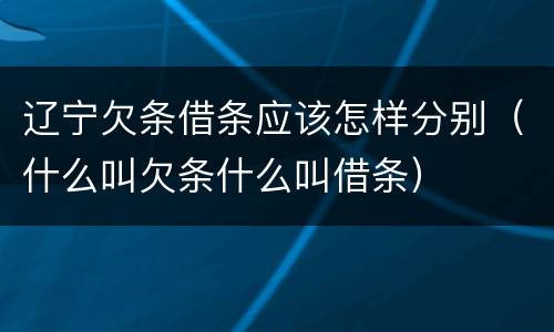 辽宁欠条借条应该怎样分别（什么叫欠条什么叫借条）