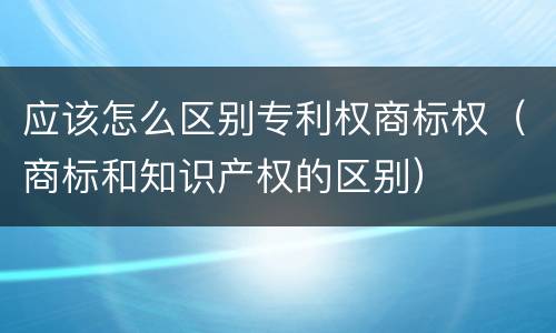 应该怎么区别专利权商标权（商标和知识产权的区别）