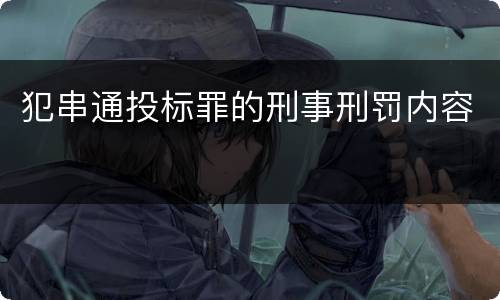 犯串通投标罪的刑事刑罚内容