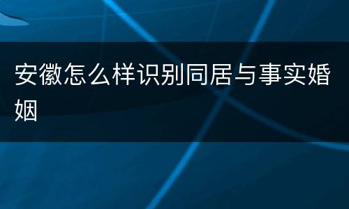 安徽怎么样识别同居与事实婚姻