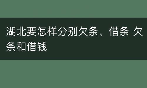 湖北要怎样分别欠条、借条 欠条和借钱