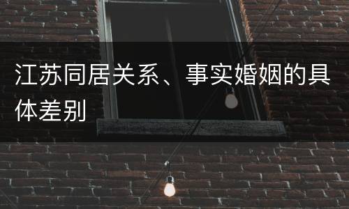 江苏同居关系、事实婚姻的具体差别