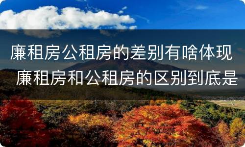 廉租房公租房的差别有啥体现 廉租房和公租房的区别到底是什么