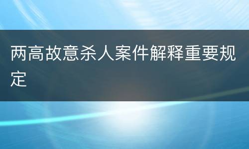 两高故意杀人案件解释重要规定