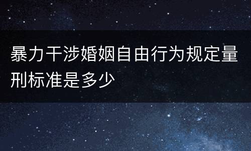 暴力干涉婚姻自由行为规定量刑标准是多少