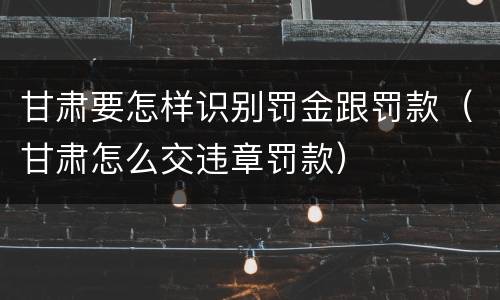 甘肃要怎样识别罚金跟罚款（甘肃怎么交违章罚款）