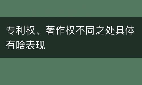 专利权、著作权不同之处具体有啥表现