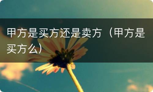 甲方是买方还是卖方（甲方是买方么）