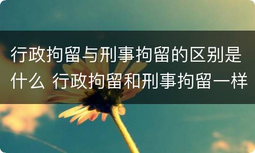 行政拘留与刑事拘留的区别是什么 行政拘留和刑事拘留一样吗?