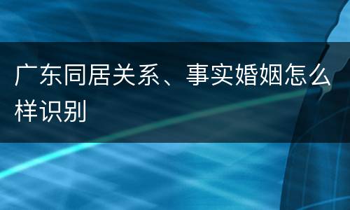 广东同居关系、事实婚姻怎么样识别