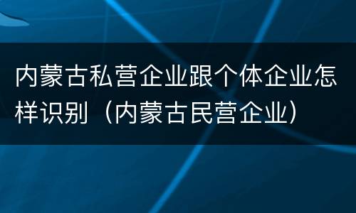 内蒙古私营企业跟个体企业怎样识别（内蒙古民营企业）