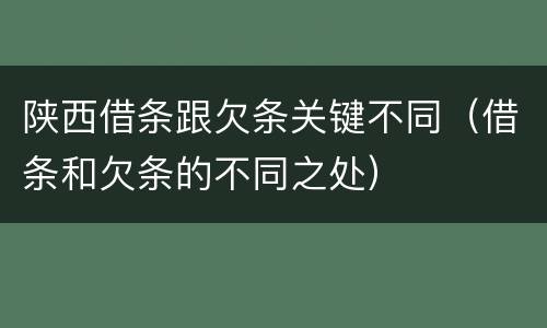 陕西借条跟欠条关键不同（借条和欠条的不同之处）