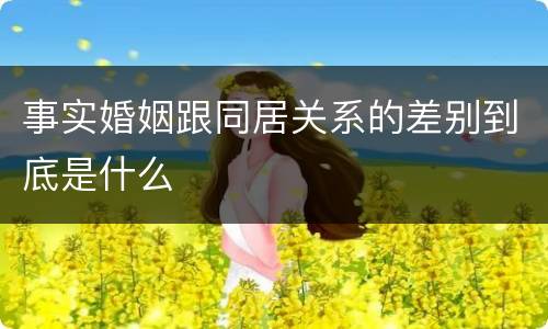 事实婚姻跟同居关系的差别到底是什么