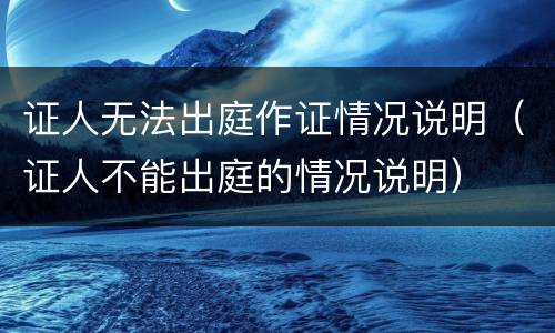 证人无法出庭作证情况说明（证人不能出庭的情况说明）