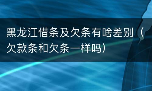 黑龙江借条及欠条有啥差别（欠款条和欠条一样吗）