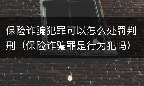 保险诈骗犯罪可以怎么处罚判刑（保险诈骗罪是行为犯吗）