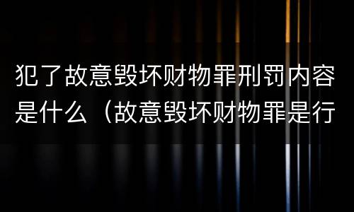 犯了故意毁坏财物罪刑罚内容是什么（故意毁坏财物罪是行为犯吗）