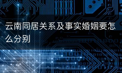 云南同居关系及事实婚姻要怎么分别