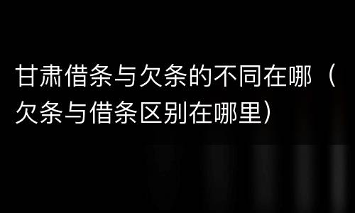 甘肃借条与欠条的不同在哪（欠条与借条区别在哪里）