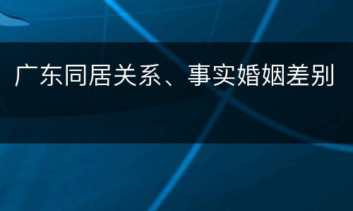 广东同居关系、事实婚姻差别