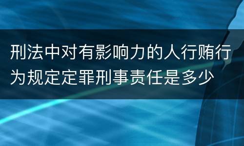 刑法中对有影响力的人行贿行为规定定罪刑事责任是多少
