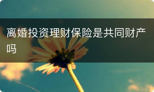 离婚投资理财保险是共同财产吗