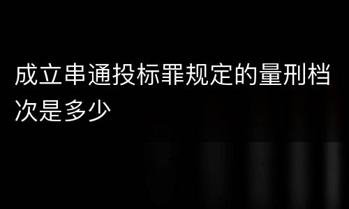成立串通投标罪规定的量刑档次是多少